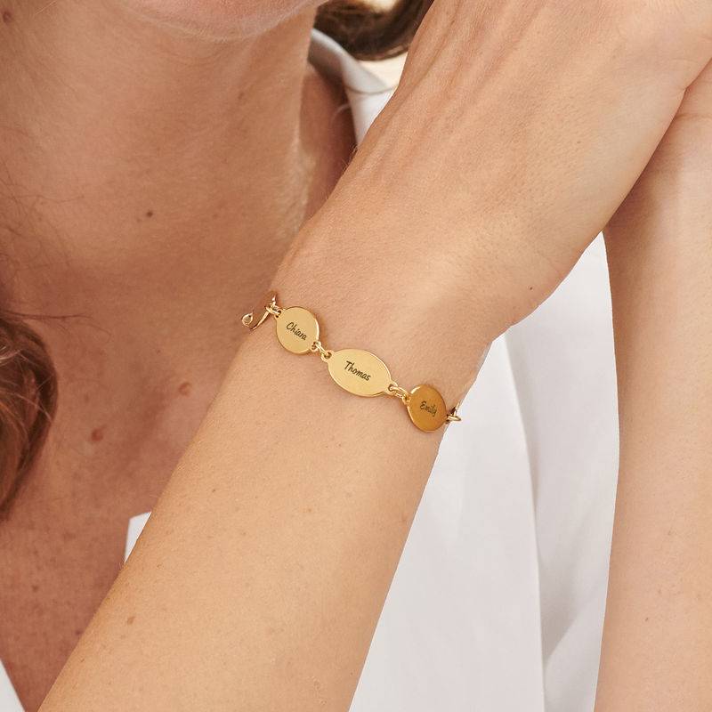 Vermeil Mom Bracelet with Kids Names - Oval Design-5 product photo
