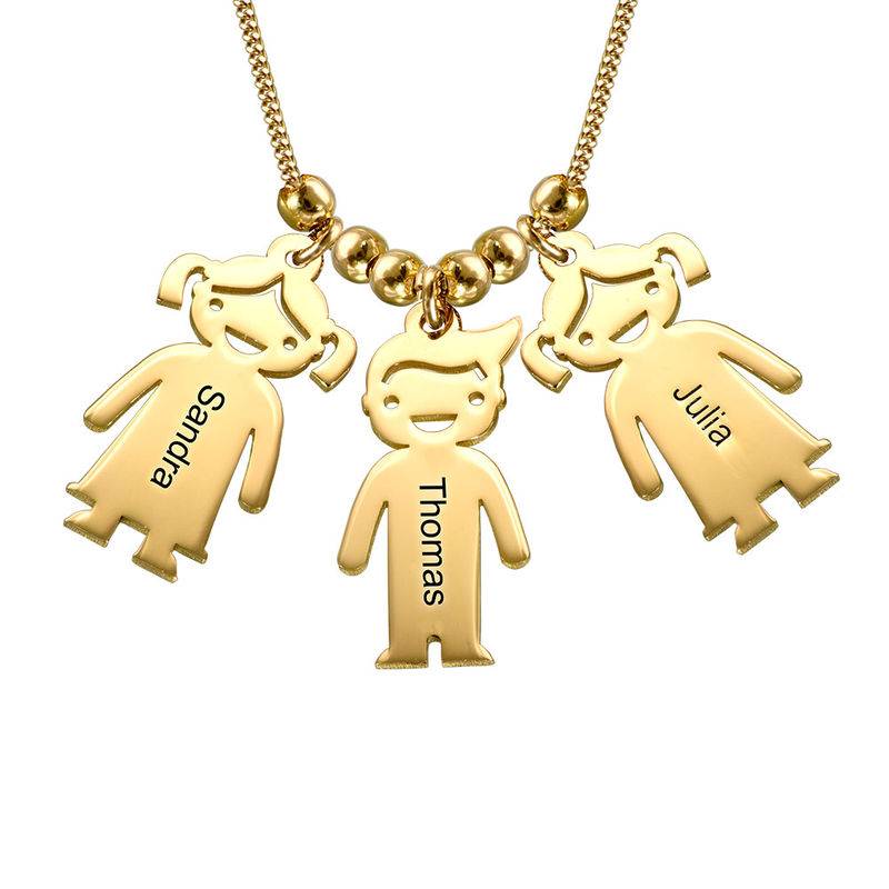 Vermeil Mother's Necklace with Children Charms-6 product photo