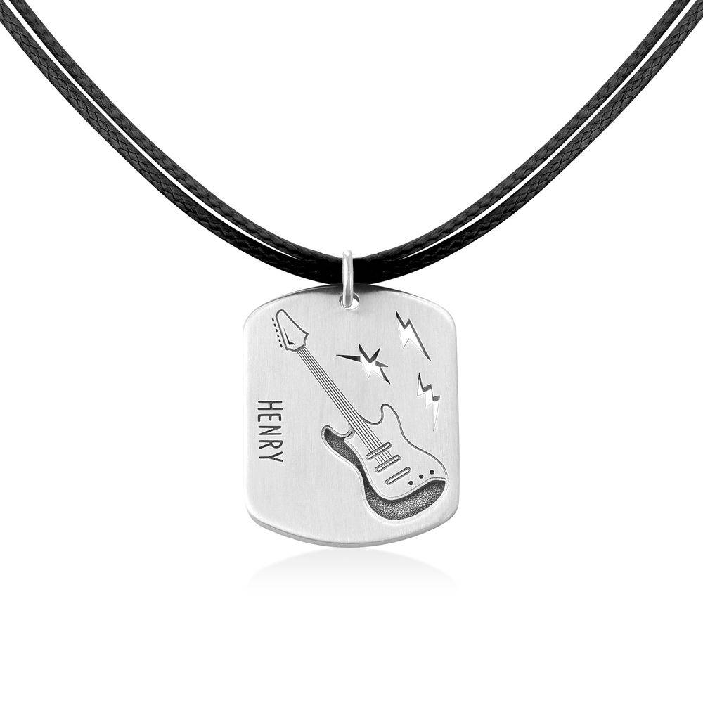 Guitar Custom Dog Tag in Sterling Silver-1 product photo