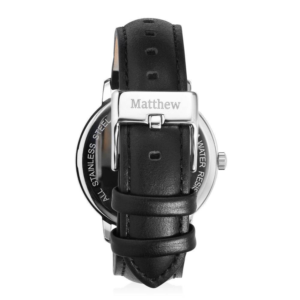 Hampton Minimalist Black Leather Band Watch for Men with Black Dial-9 product photo