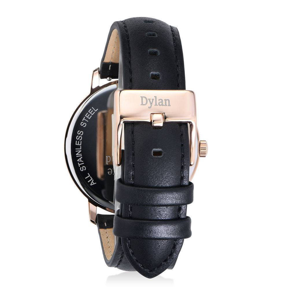 Hampton Personalized Minimalist Black Leather Band Watch for Men-2 product photo