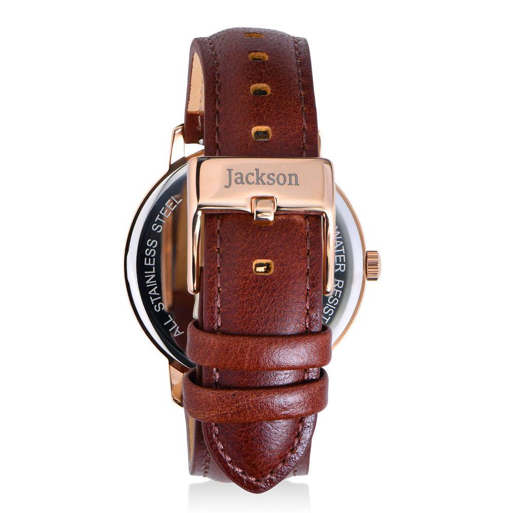 Hampton Personalized Minimalist Brown Leather Band Watch for Men-10 product photo