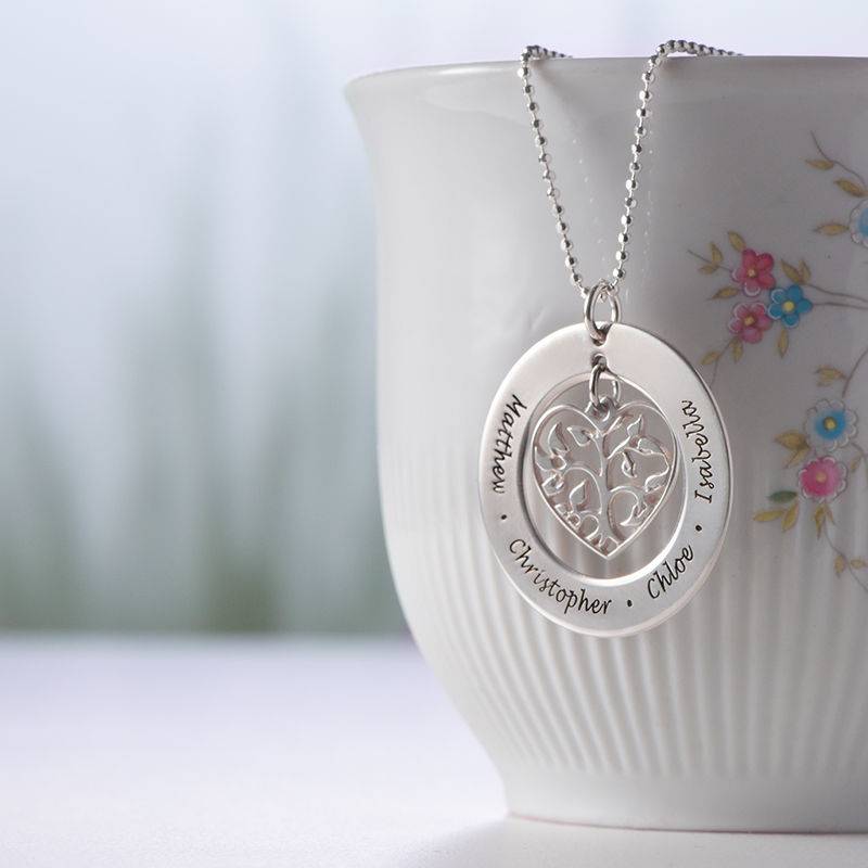 Silver Heart Family Tree Necklace-4 product photo