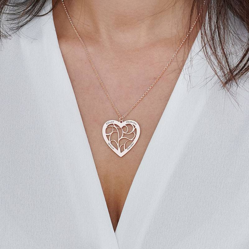 Heart Family Tree Necklace in Rose Gold Plating-4 product photo