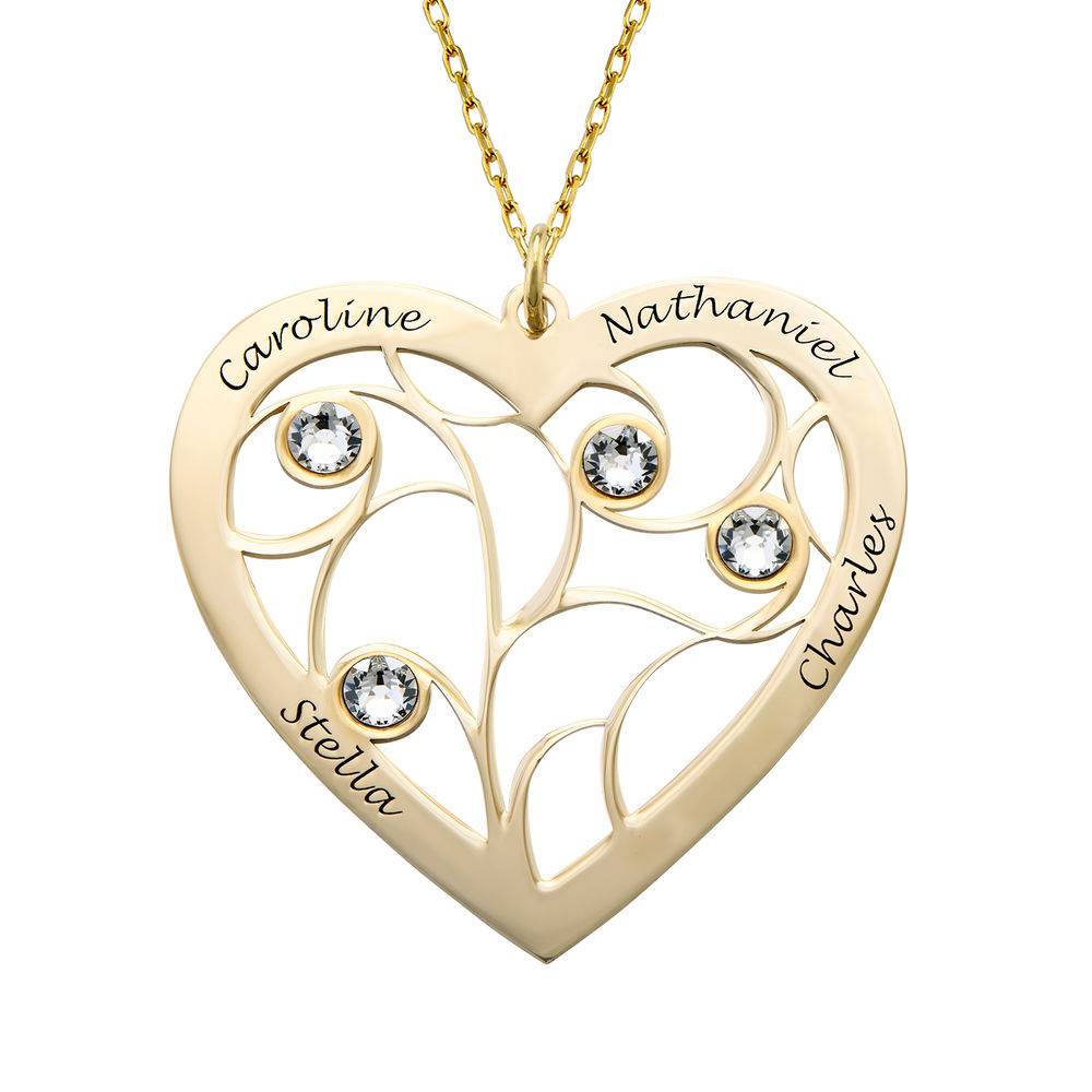 Heart Family Tree Necklace with Birthstones in Gold 10k-5 product photo