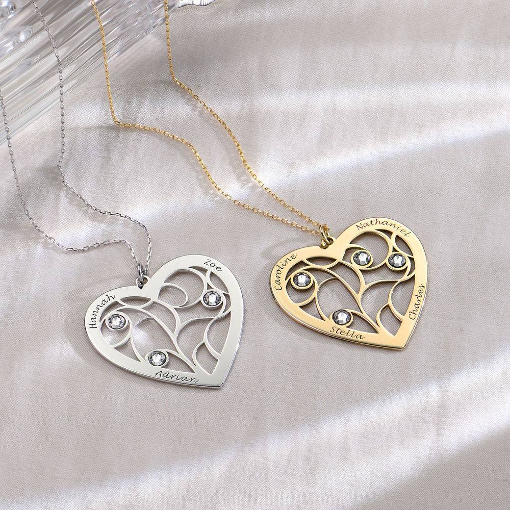 Heart Family Tree Necklace with Birthstones in Gold 10k product photo