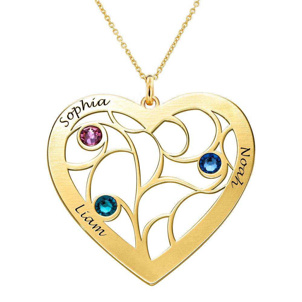 Heart Family Tree Necklace with Birthstones in Vermeil-2 product photo