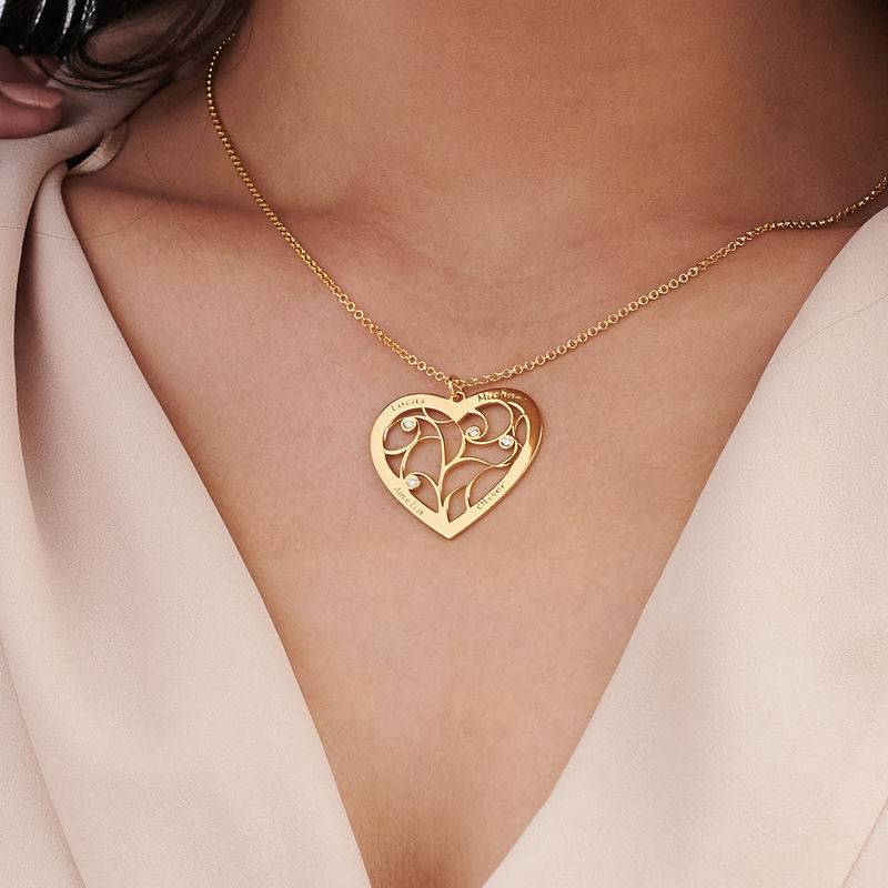 Heart Family Tree Necklace with Diamonds in Gold Vermeil-3 product photo