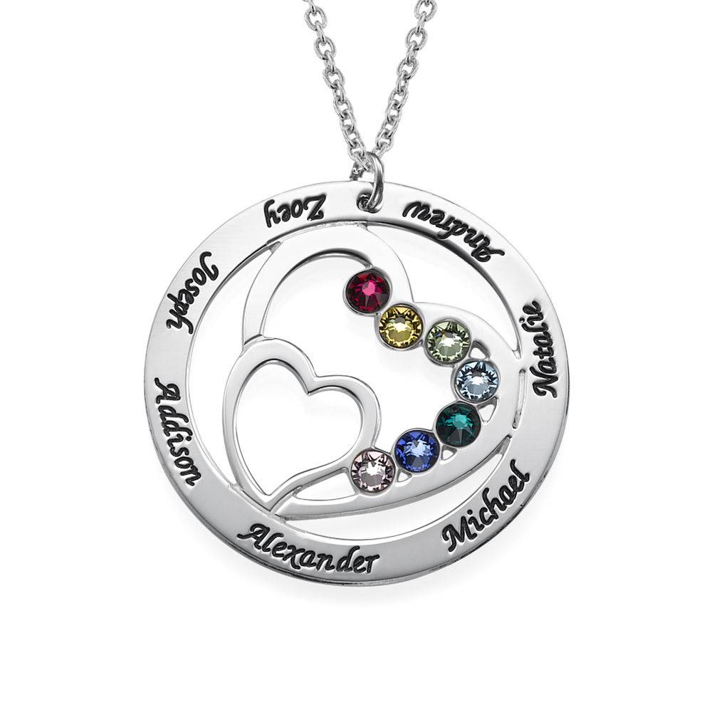 Heart in Heart Birthstone Necklace for Moms - Sterling Silver-4 product photo