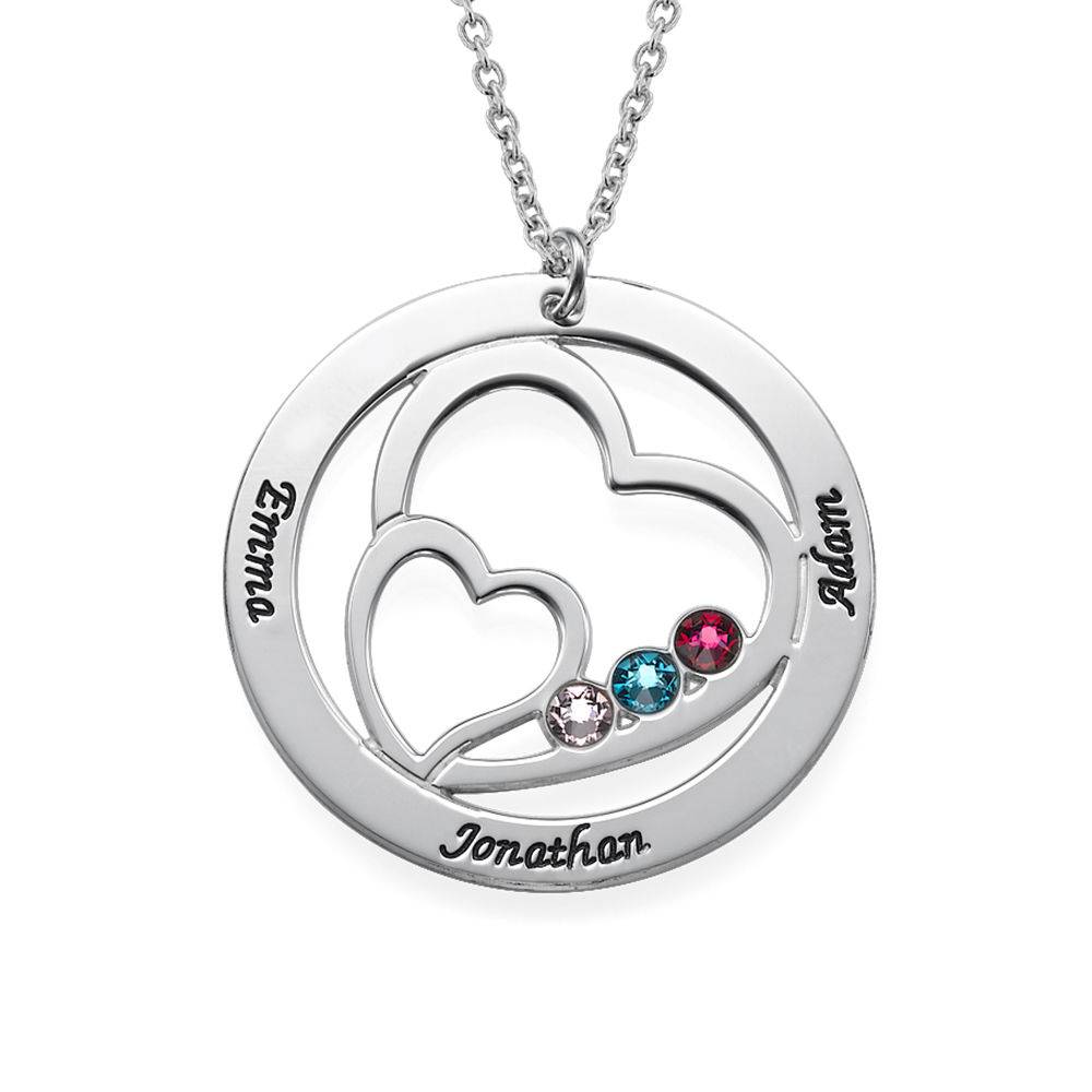 Heart in Heart Birthstone Necklace for Moms - Sterling Silver-2 product photo