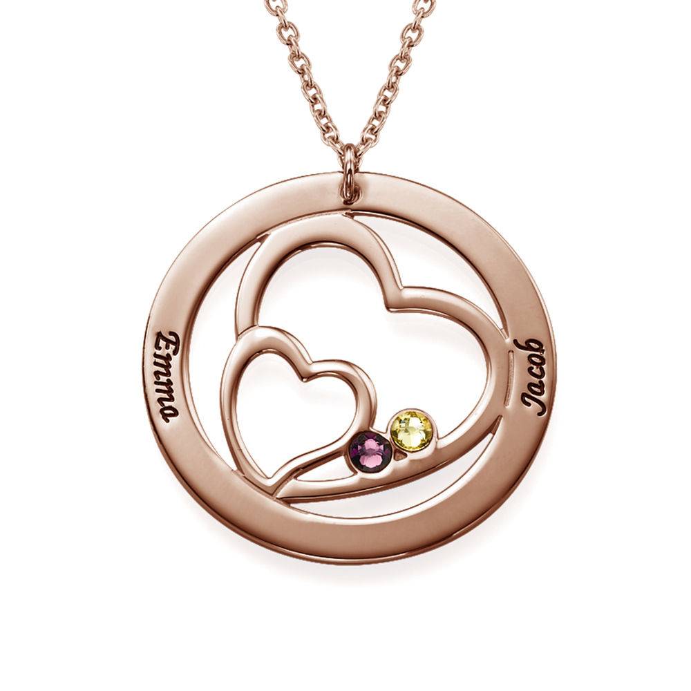 Heart in Heart Birthstone Necklace for Moms  - Rose Gold Plating-5 product photo
