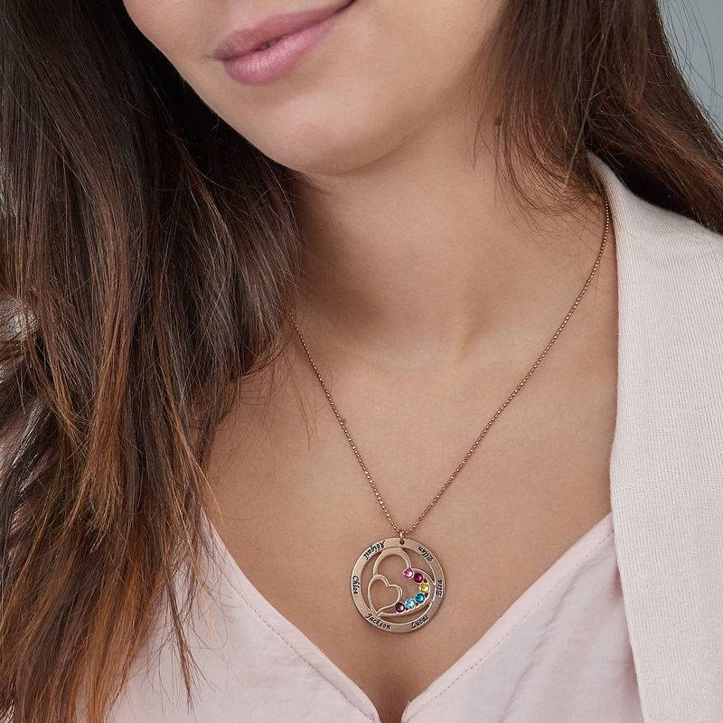 Heart in Heart Birthstone Necklace for Moms  - Rose Gold Plating product photo