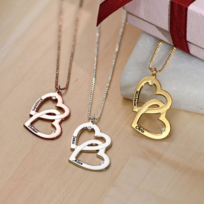 Heart in Heart Necklace in Gold Plating with Diamonds-2 product photo