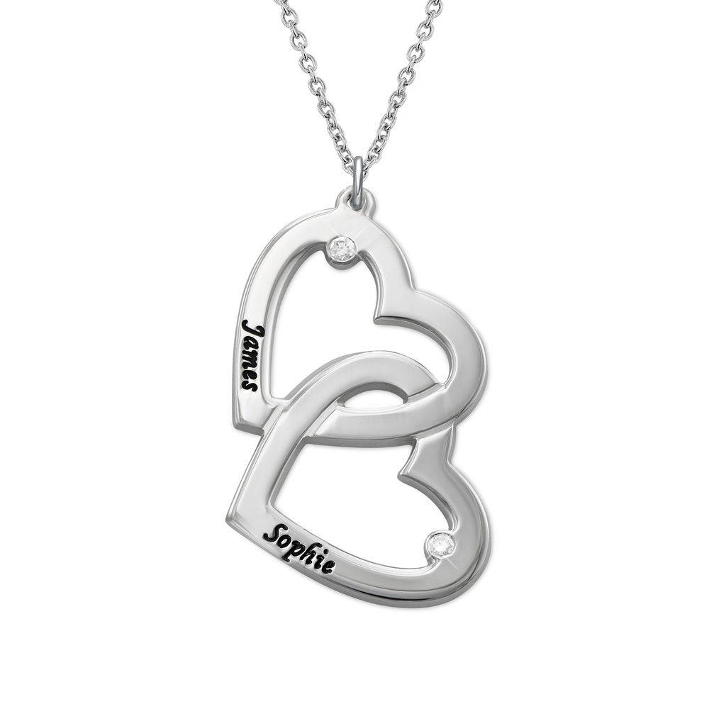 Heart in Heart Necklace in Silver with Diamonds-1 product photo