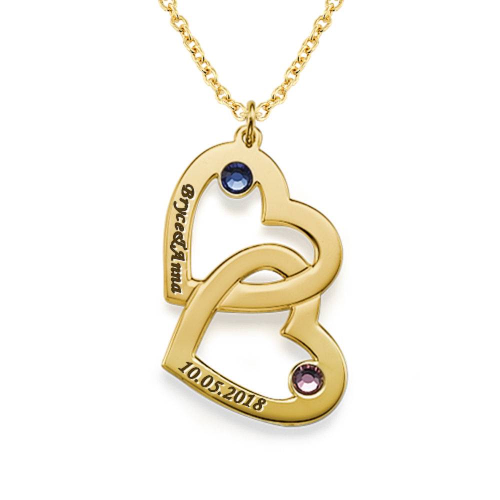 Heart in Heart Necklace with Birthstones in 18k Gold Vermeil-2 product photo