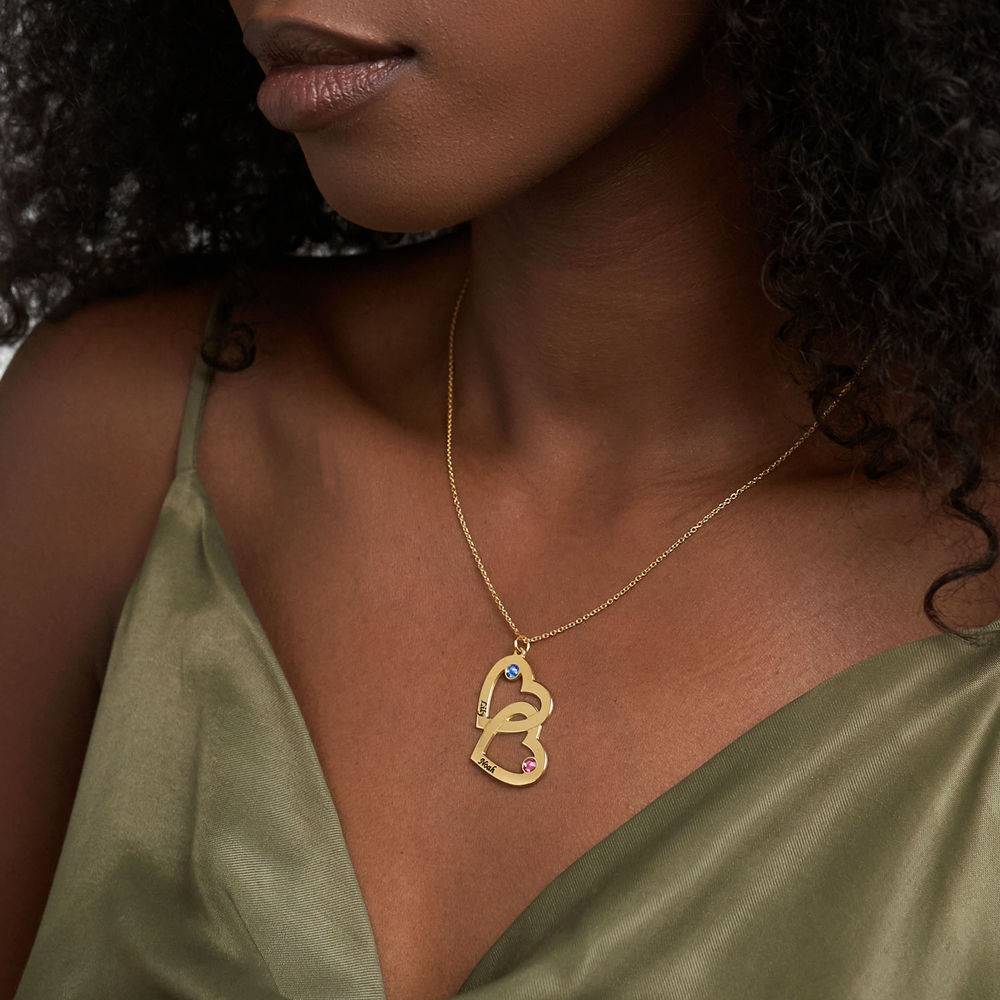 Heart in Heart Necklace with Birthstones in 18k Gold Vermeil-1 product photo