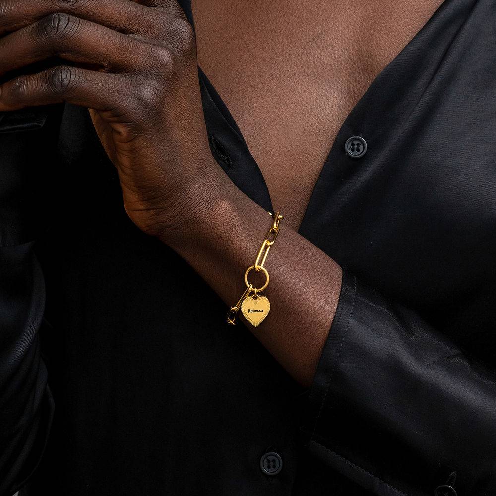 Heart Pendant Link Bracelet in Gold Vermeil-1 product photo