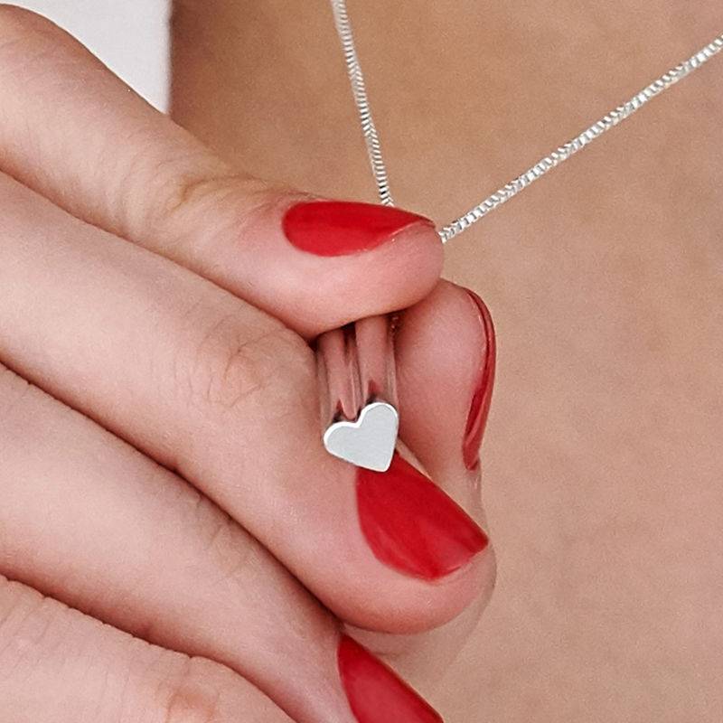 Heart Shaped 3D Bar Necklace- Sterling Silver product photo