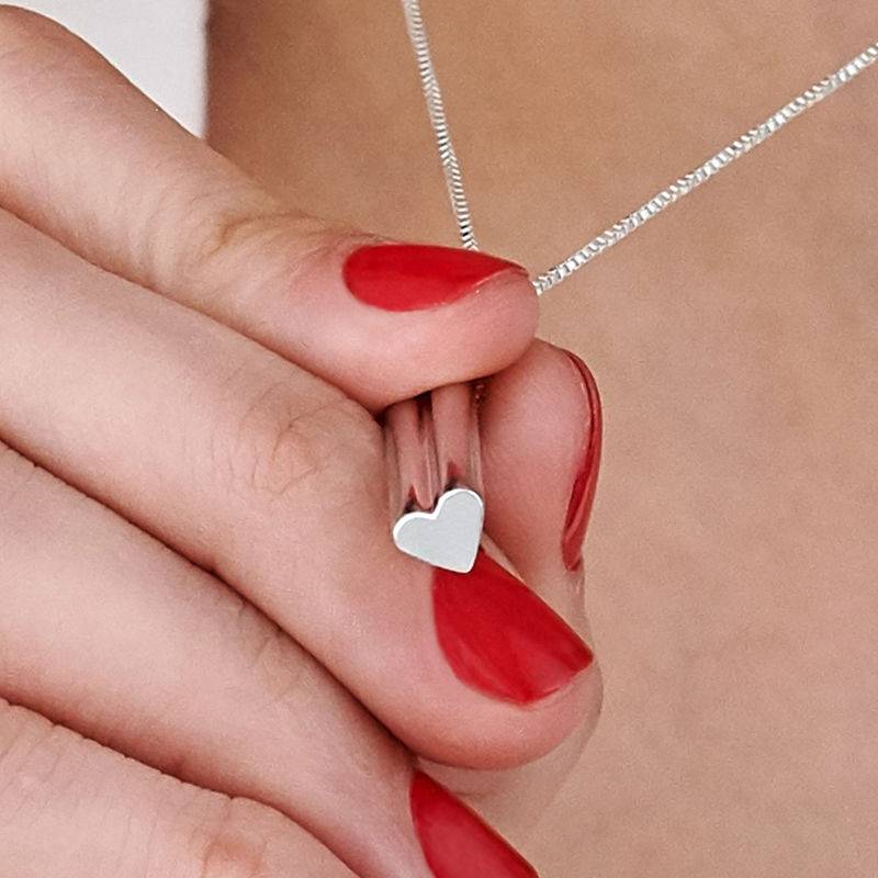 Heart Shaped 3D Bar Necklace- Sterling Silver-1 product photo