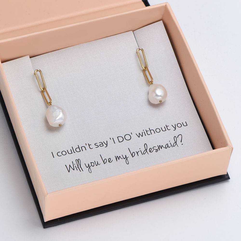 Here Comes the Bridesmaid - Link Earrings With Baroque Pearl in 18k Gold Plating-1 product photo