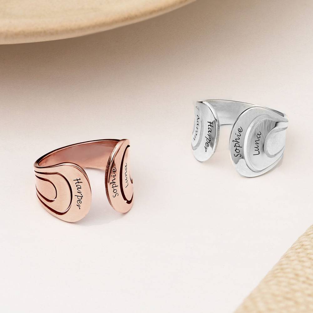 Hug Ring with Kids Names in Sterling Silver-3 product photo