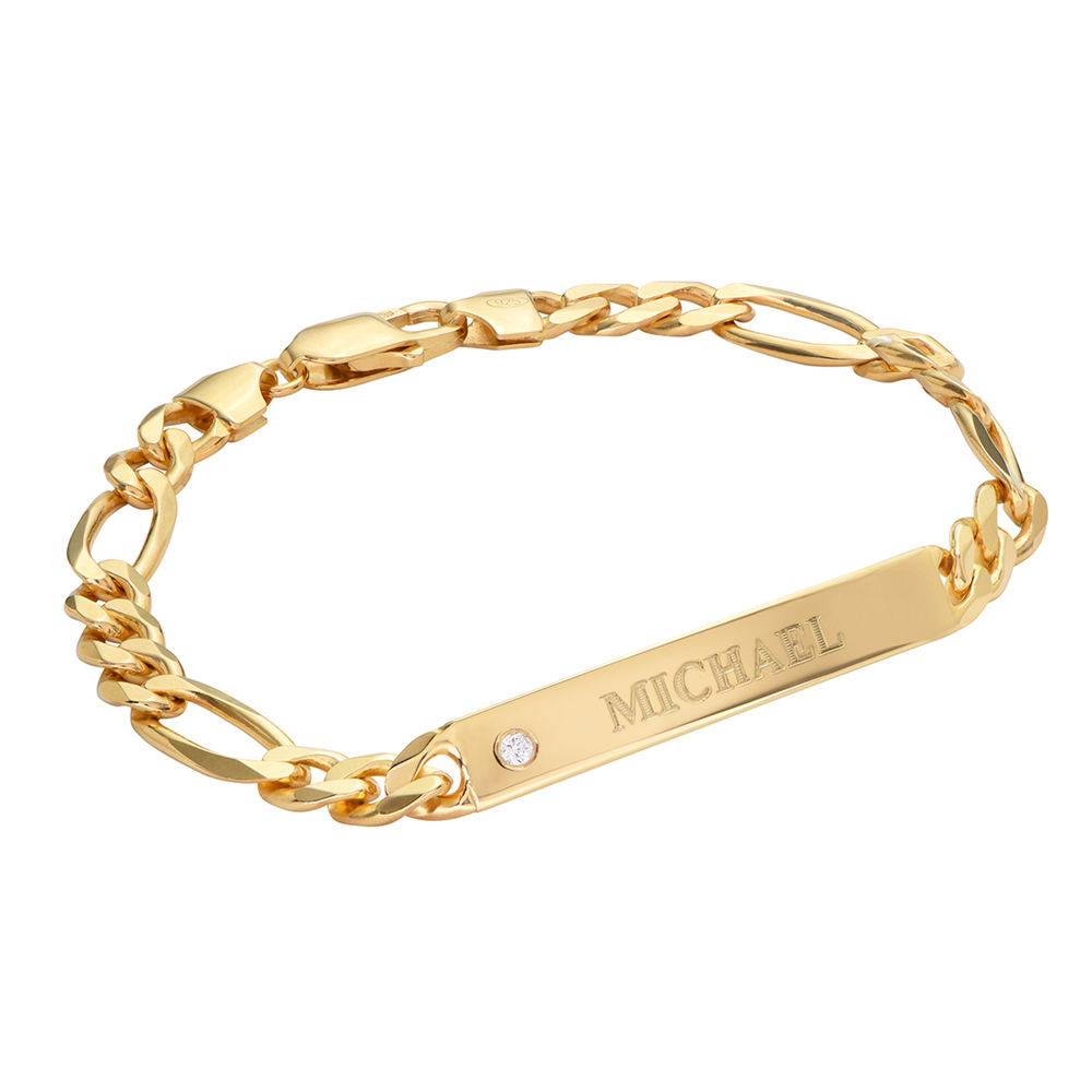 Amigo ID Bracelet for men in Gold Plated with Diamond-1 product photo