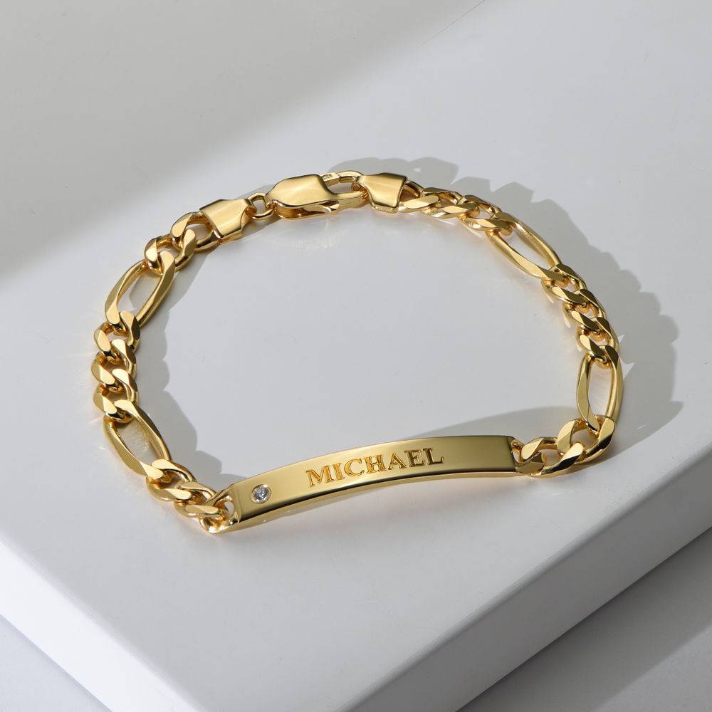 Amigo ID Bracelet for men in Gold Plated with Diamond-2 product photo