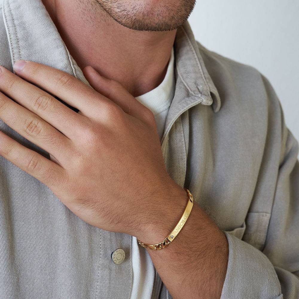 Amigo ID Bracelet for men in Gold Plated with Diamond product photo
