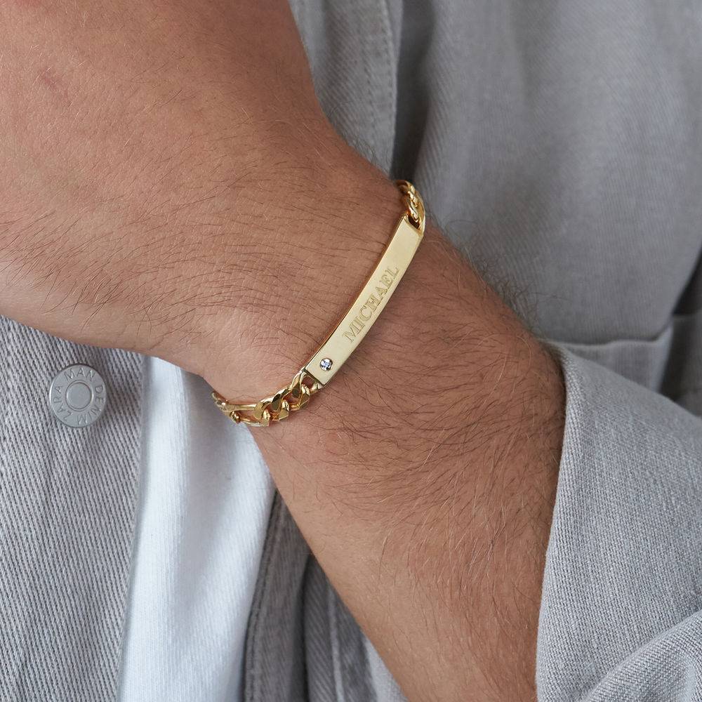 Amigo ID Bracelet for men in Gold Plated with Diamond-4 product photo