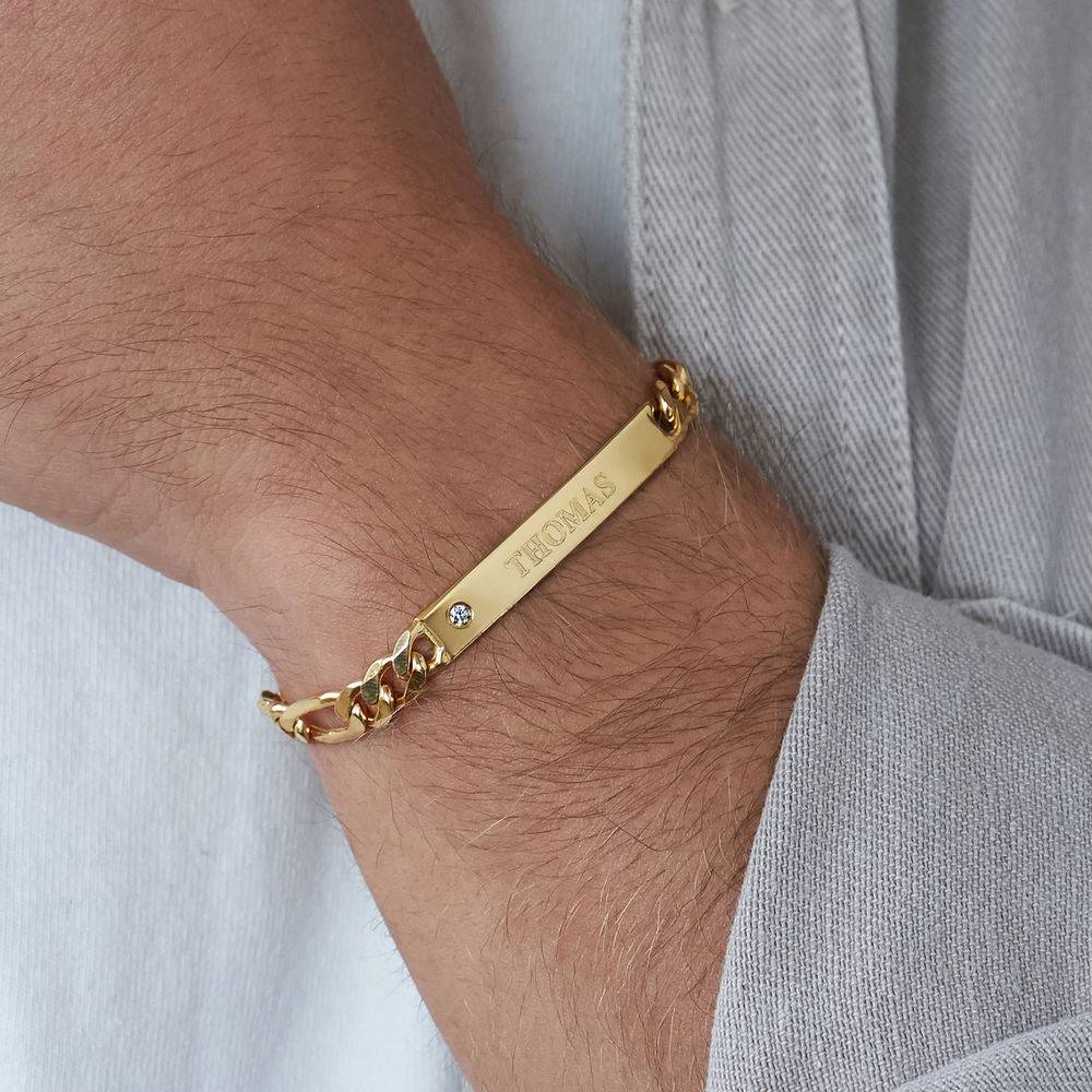 Amigo ID Bracelet for men in Gold Vermeil with Diamond-4 product photo