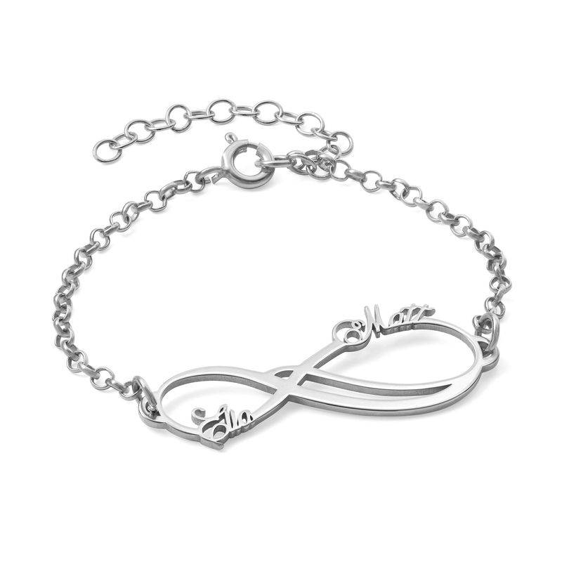 Infinity 2 Names Bracelet with 14K White Gold-2 product photo
