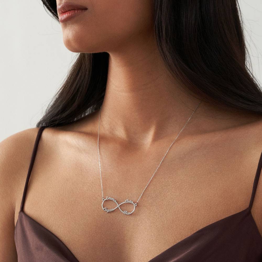Infinity 4 Names Necklace in 10K White Gold-2 product photo