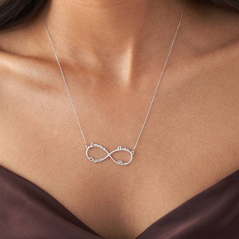 Infinity 4 Names Necklace in 10K White Gold-3 product photo