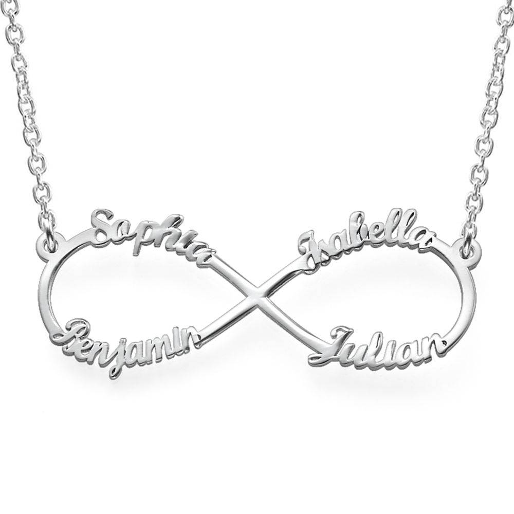 Infinity 4 Names Necklace in Premium Silver product photo