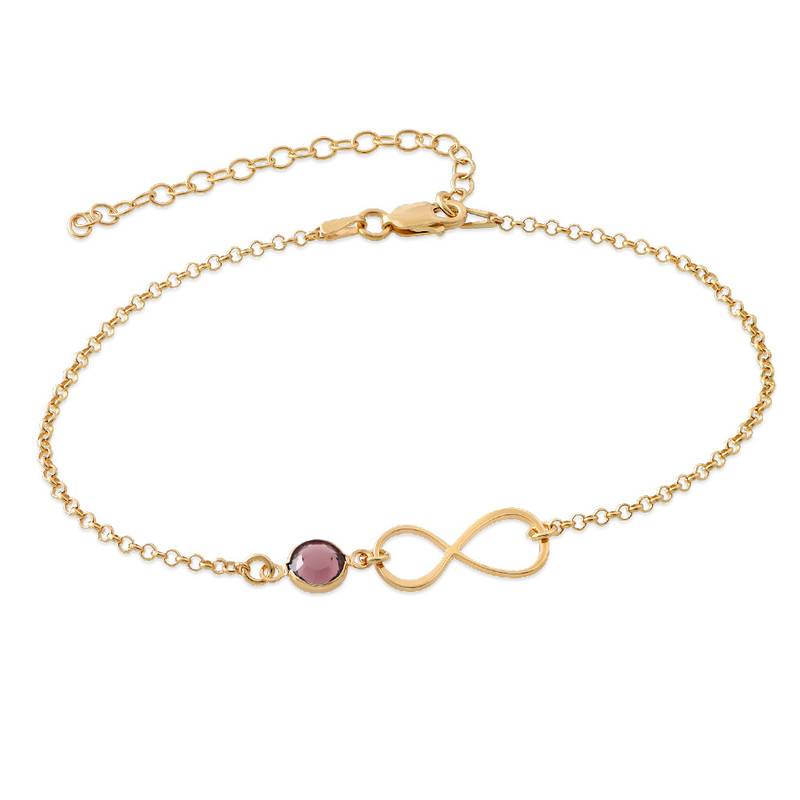 Infinity Ankle Bracelet in Gold Plating with Birthstone-1 product photo