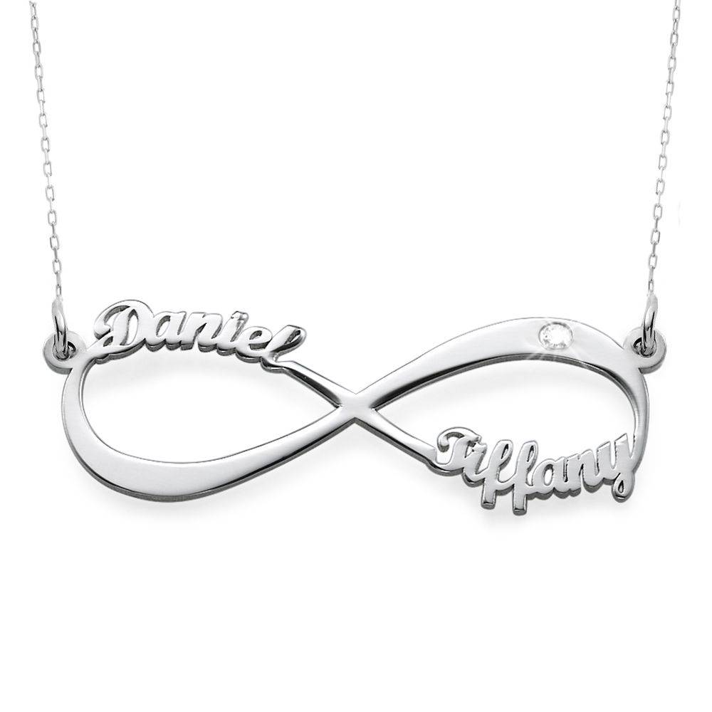 Infinity Name in 10K White Gold Necklace with Diamond-3 product photo