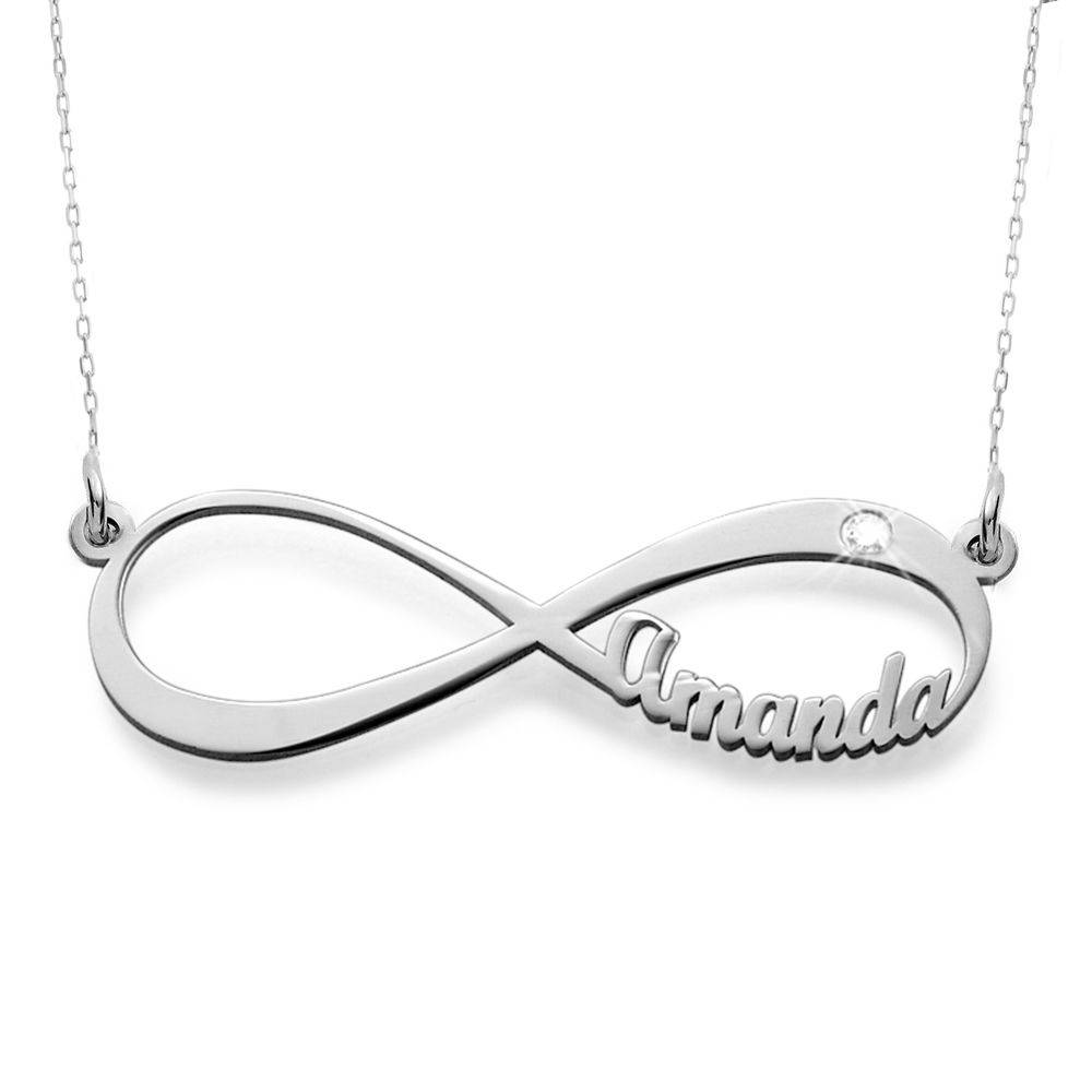 Infinity Name in 10K White Gold Necklace with Diamond-1 product photo