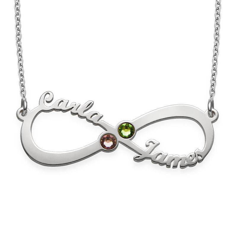 Infinity Name Necklace with Birthstones-2 product photo