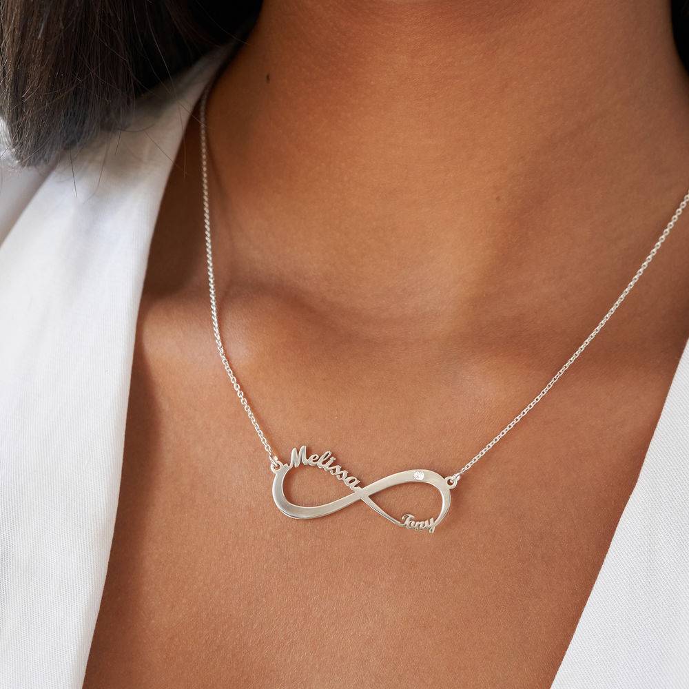 Infinity Name Sterling Silver Diamond Necklace-4 product photo