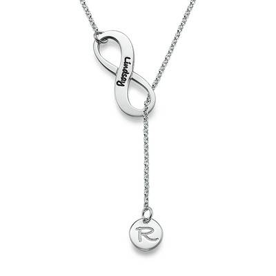Y Shaped Infinity & Birthstone Necklace with Initial product photo