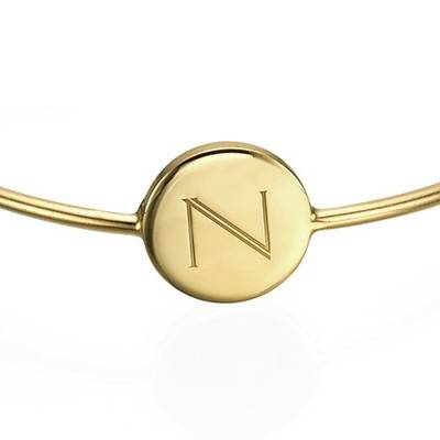 Initial Bangle Bracelet - 18k Gold Plated - Adjustable product photo