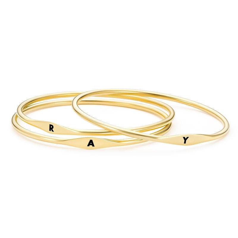 Initial Bangle Bracelet in Gold Plating-3 product photo