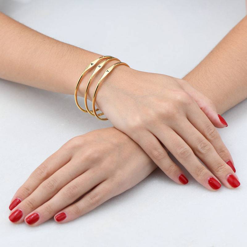 Initial Bangle Bracelet in Gold Plating-4 product photo