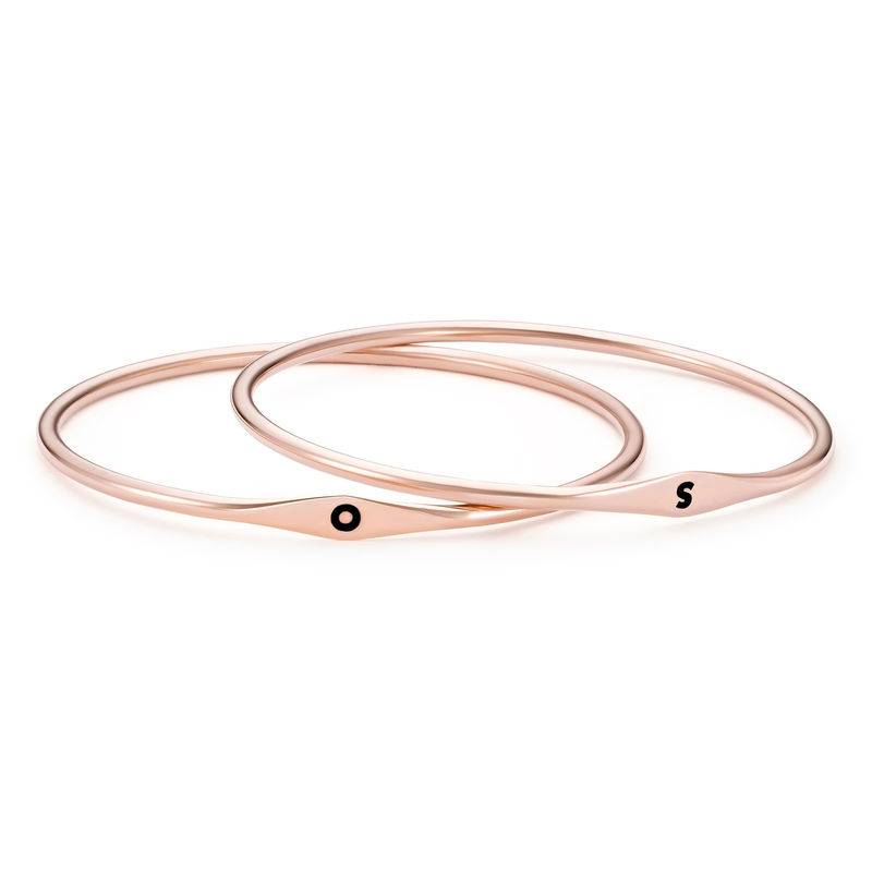 Initial Bangle Bracelet in Rose Gold Plating-3 product photo