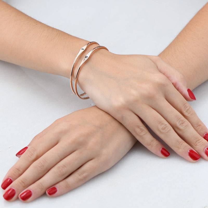 Initial Bangle Bracelet in Rose Gold Plating-4 product photo
