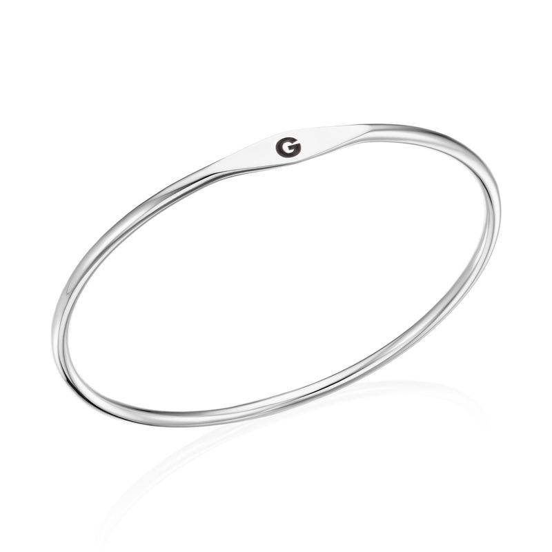 Initial Bangle Bracelet in Sterling Silver-4 product photo