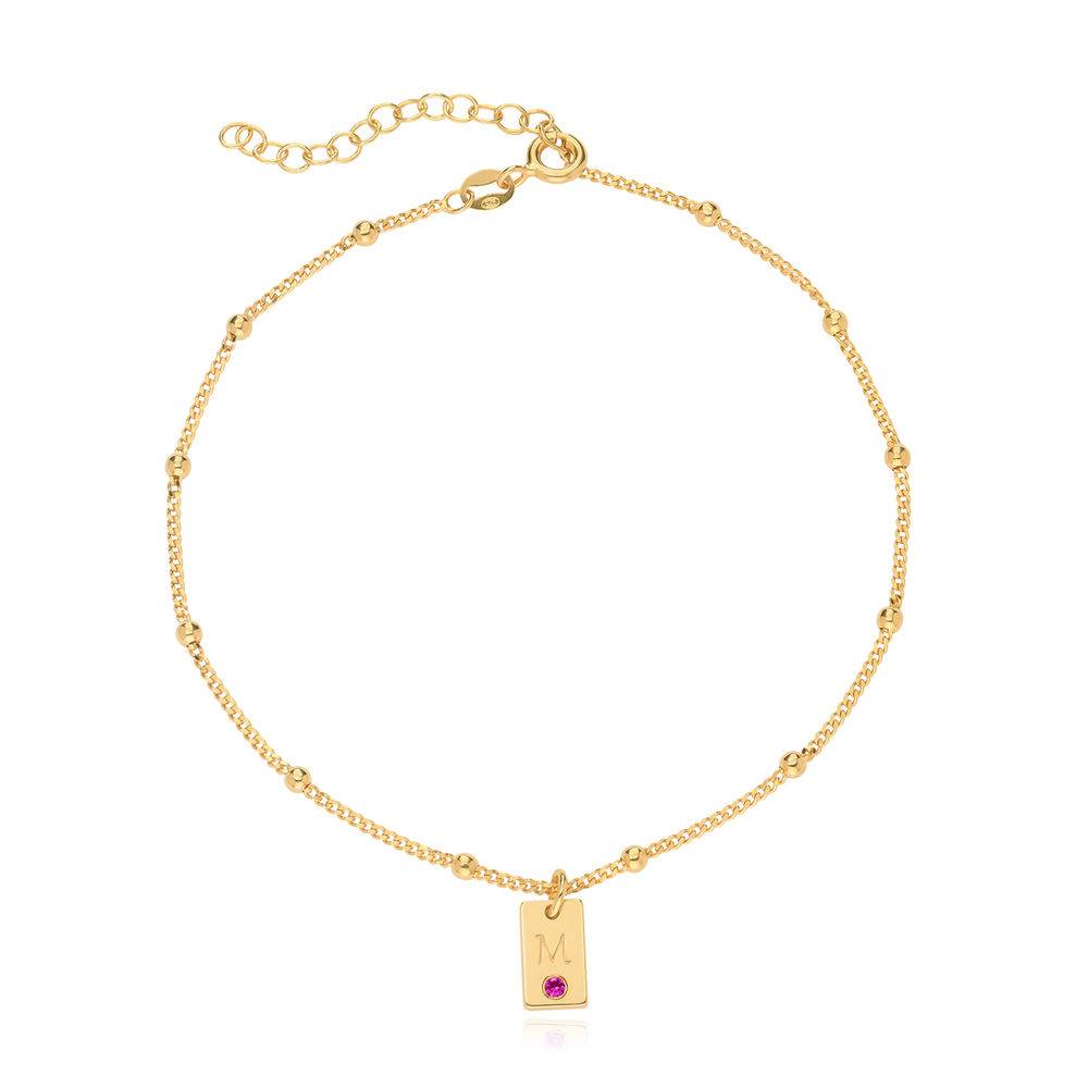 Initial Birthstone Tag Anklet in Gold Plating-4 product photo