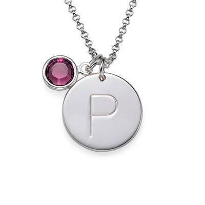 Silver Initial Pendant with Crystal-1 product photo