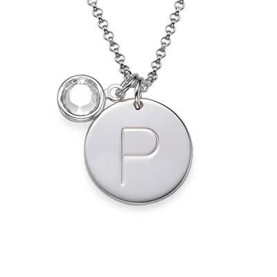 Silver Initial Pendant with Crystal-5 product photo