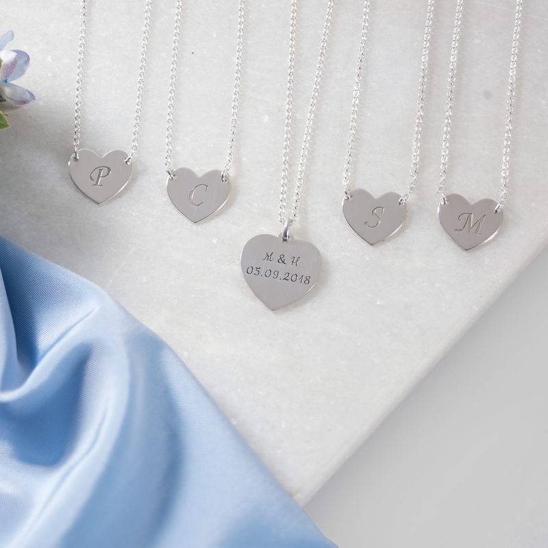 Initial Heart Necklace with Print Font-2 product photo